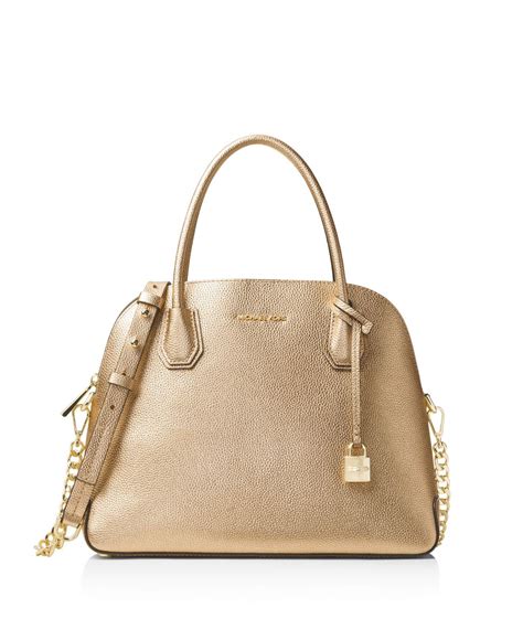 michael kors mercer large satchel dome|Mercer Large Metallic Leather Dome Satchel .